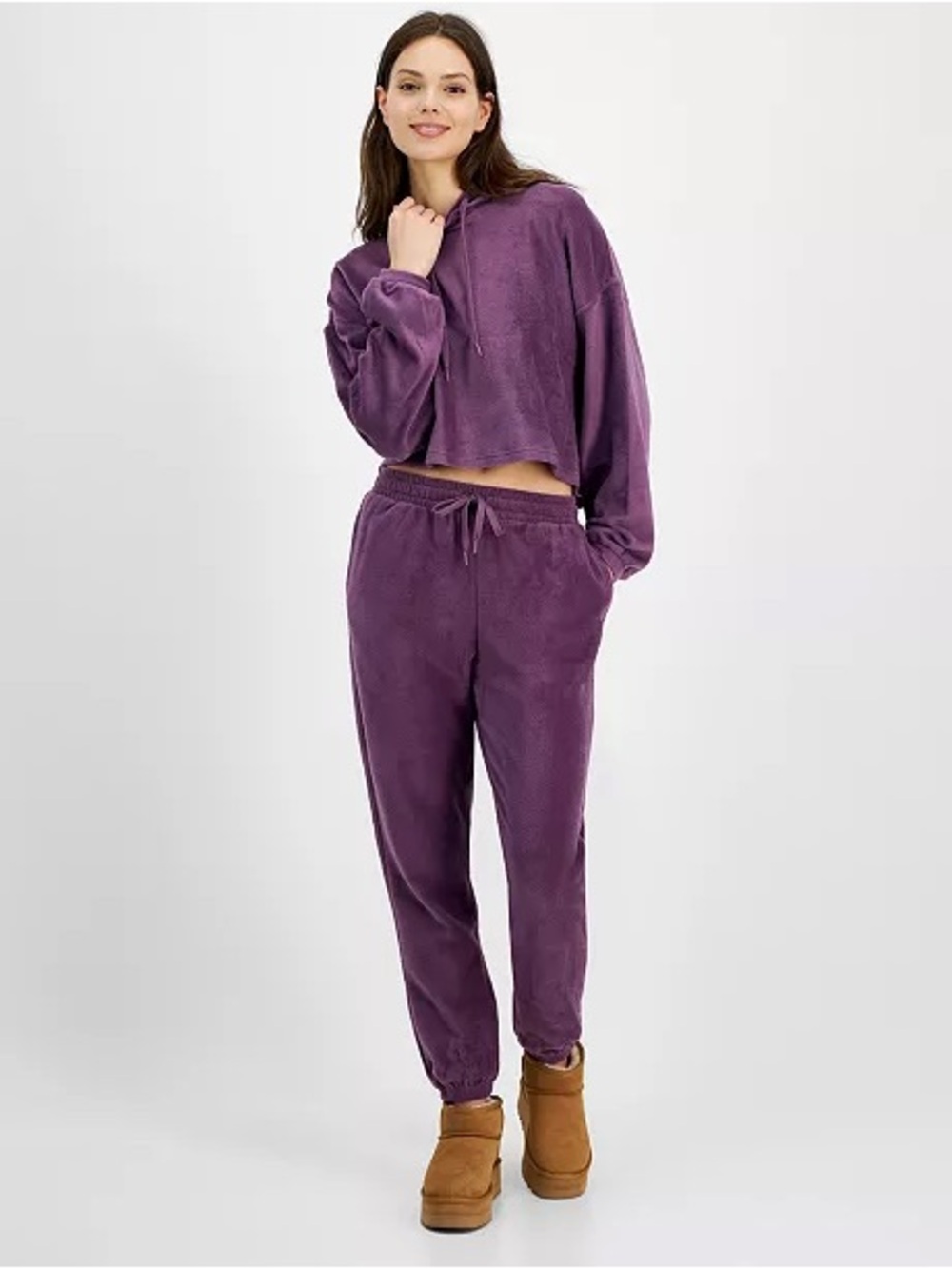 Hippie Rose Plush Joggers in Plum